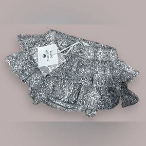 NWT Kate Quinn Black & White Floral Print Tiered Skirt with Attached Bloomer